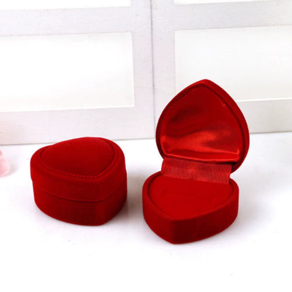 Thumbnail: Red Heart-Shaped Ring Box for Engagement and Jewellery Display