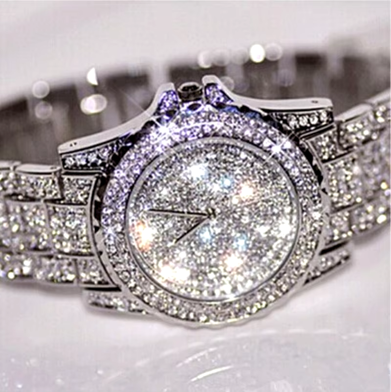 Thumbnail: Elegant Women's Crystal Quartz Wristwatch in Stainless Steel
