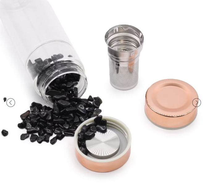Thumbnail: Crystal Glass Tea Infuser Bottles - Rose Gold