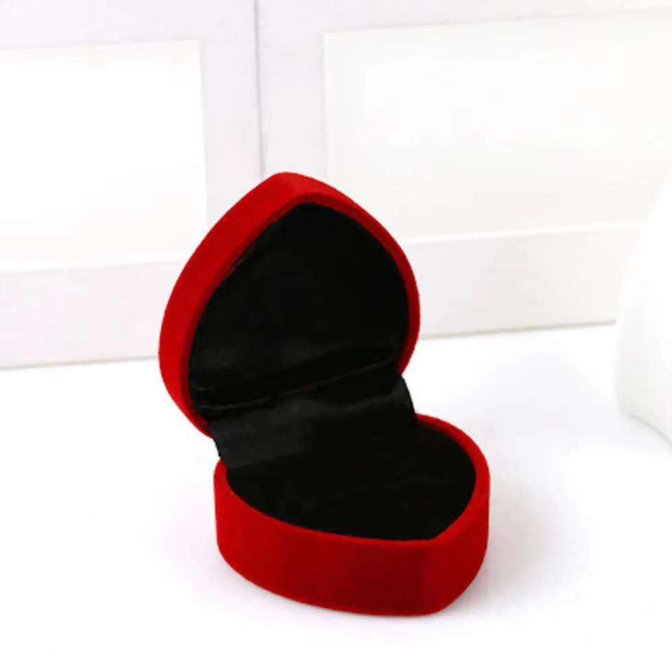 Thumbnail: Red Heart-Shaped Ring Box for Engagement and Jewellery Display