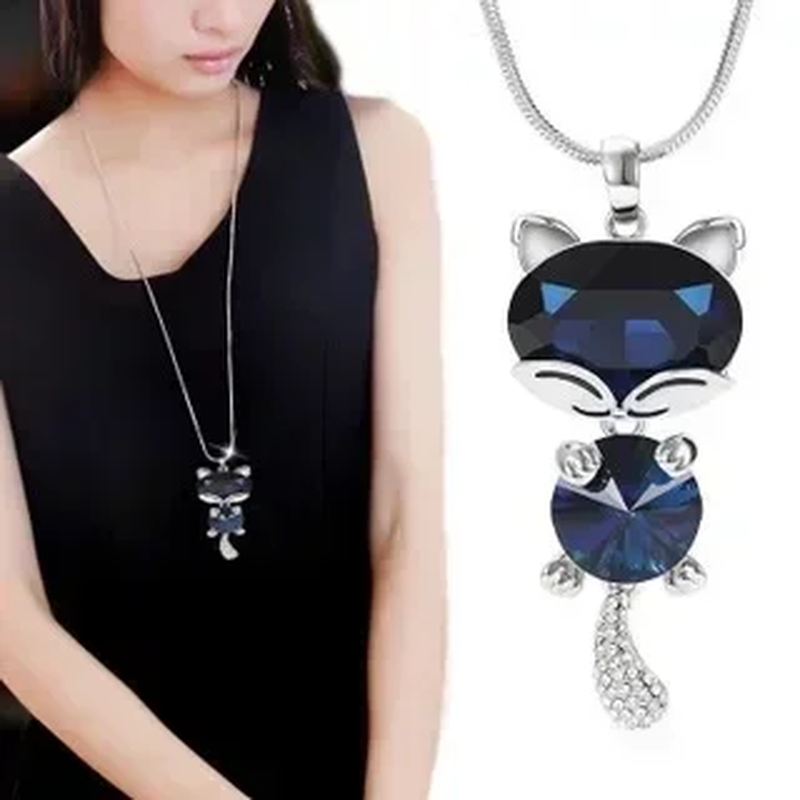 Thumbnail: Korean Crystal Owl Necklace for Women - Autumn/Winter Pendant Accessory