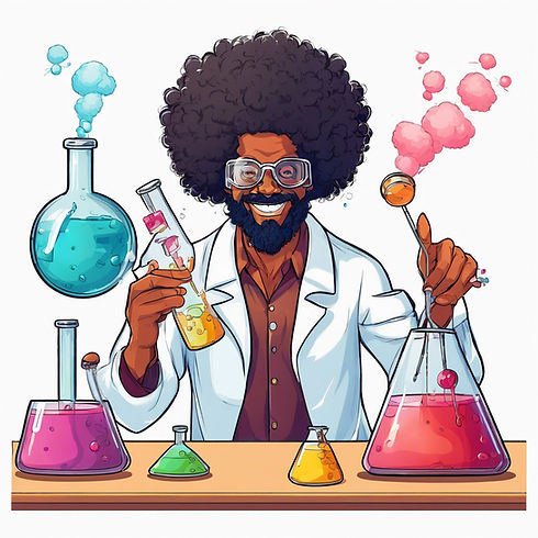 mad black scientist with afro mixing chemicals.jpg