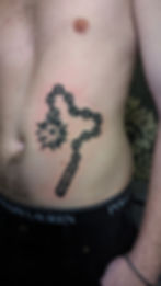 american traditional black and grey flail tattoo old school ink