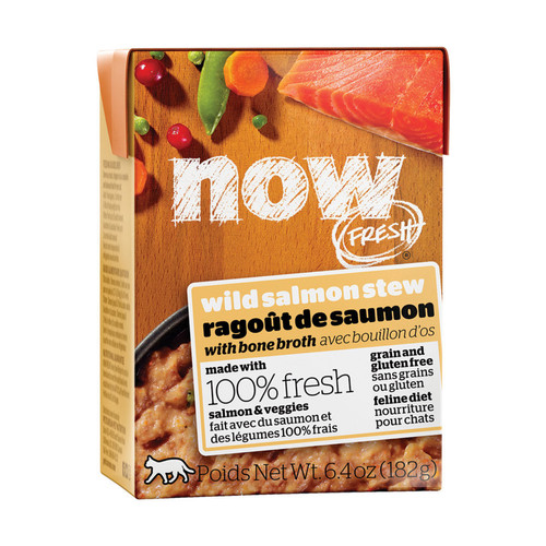 Now Fresh Wild Salmon Stew with Bone Broth Cat Food ohmopup