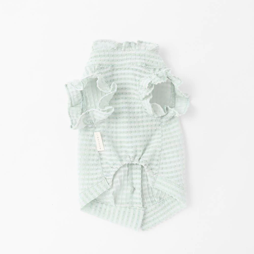 Thumbnail: Mon Cheri Sea Check Table Frill Colour Shirt with Scallined