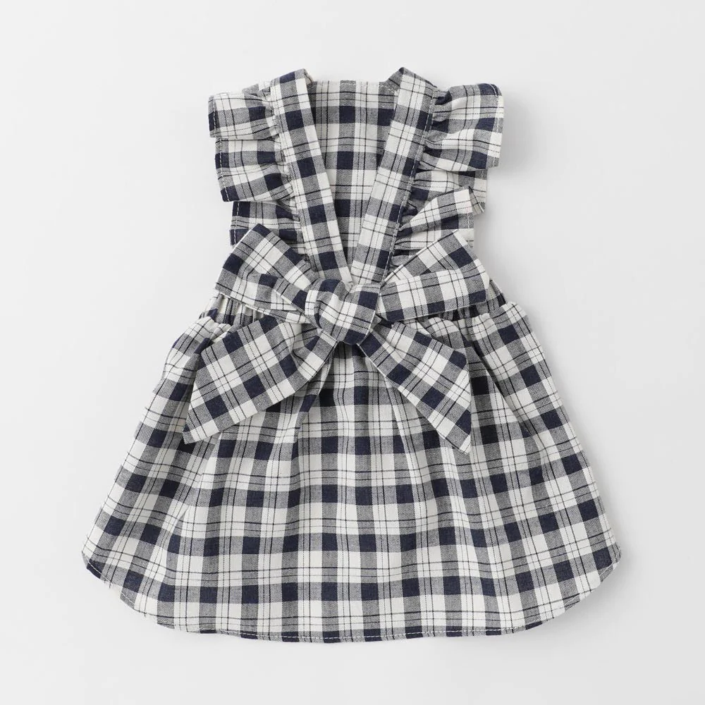 Thumbnail: Mon Cheri Check Ribbon Dress (Navy)