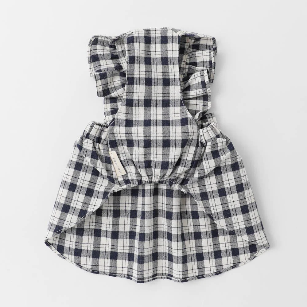 Thumbnail: Mon Cheri Check Ribbon Dress (Navy)
