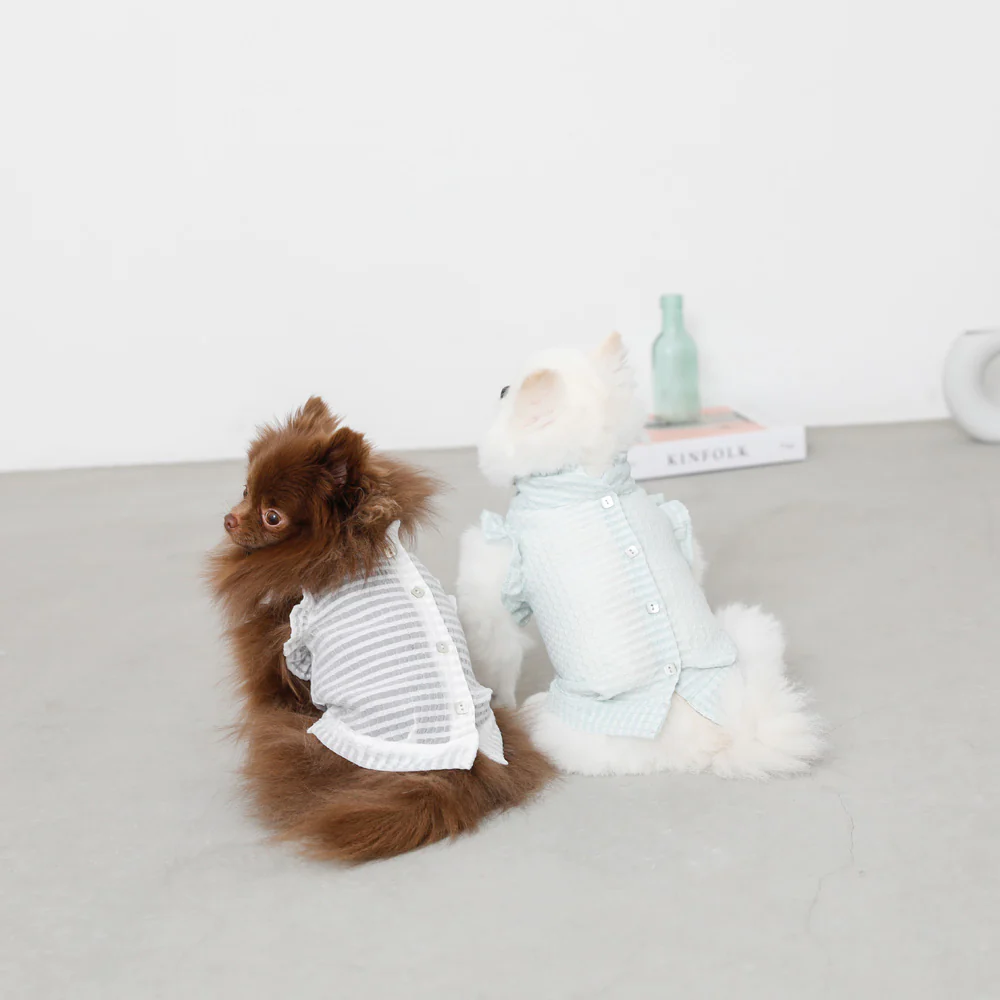 Thumbnail: Mon Cheri Sea Check Table Frill Colour Shirt with Scallined