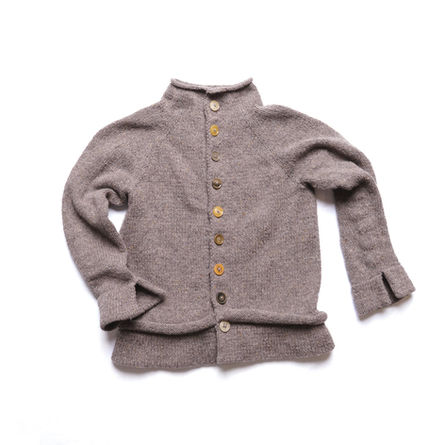 HAND KNIT RAGLAN SWEATER WITH FUNKY BUTTONS CLAIRE GREIDANUS