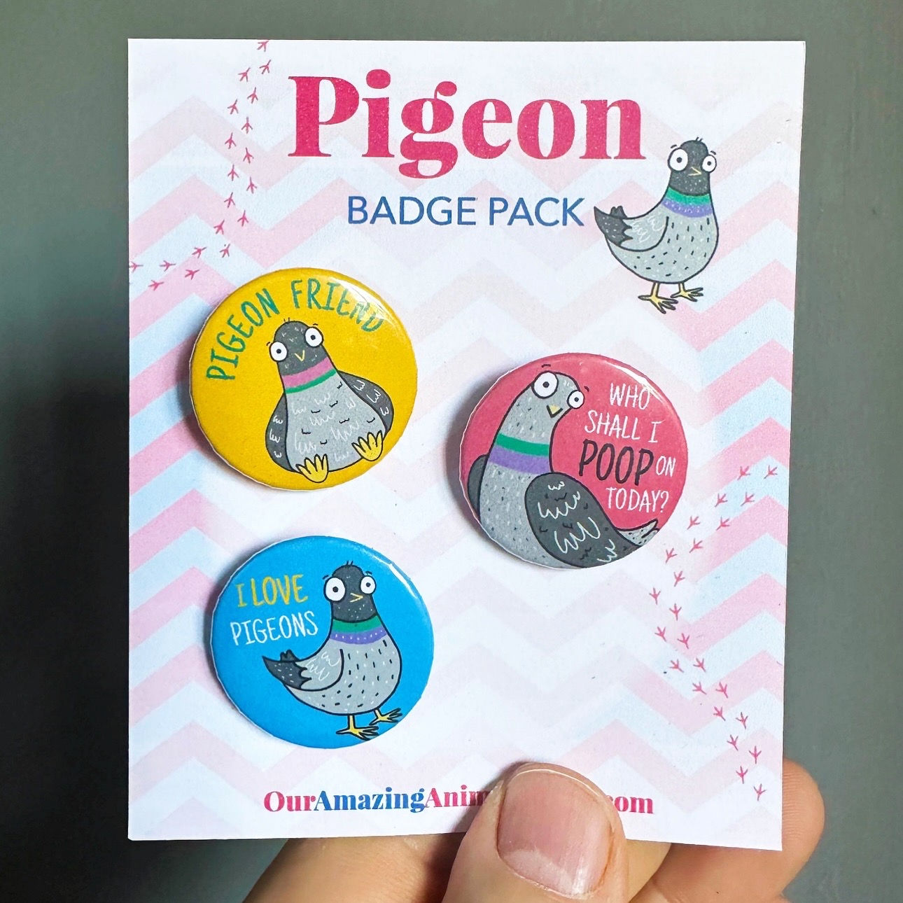 Set of 3 pigeon badges
