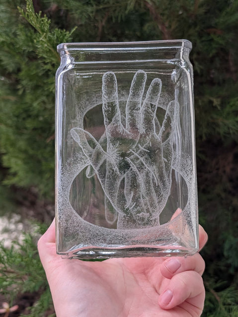 'Between Worlds' Etched Glass