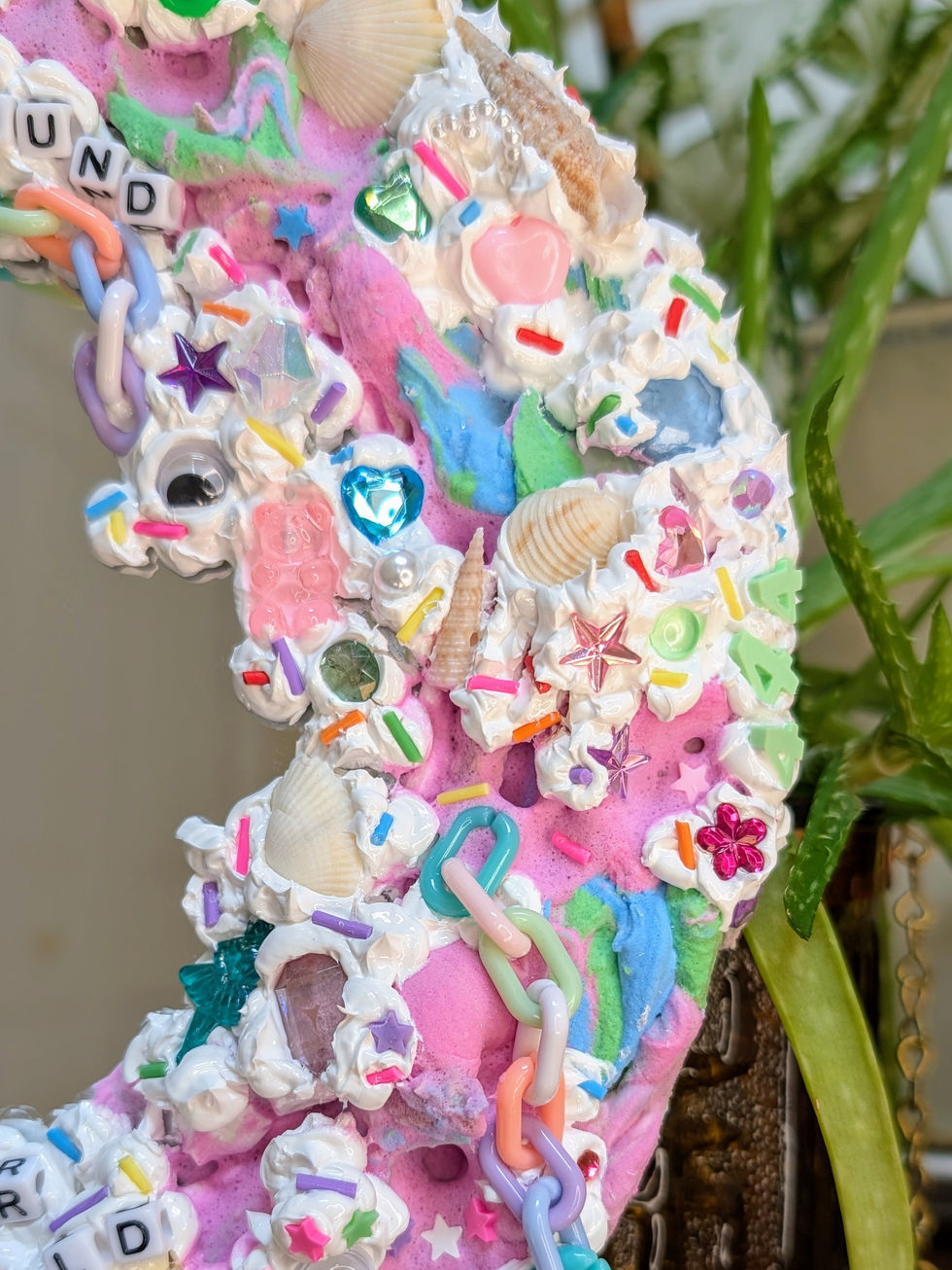 Close up of mixed media mirror