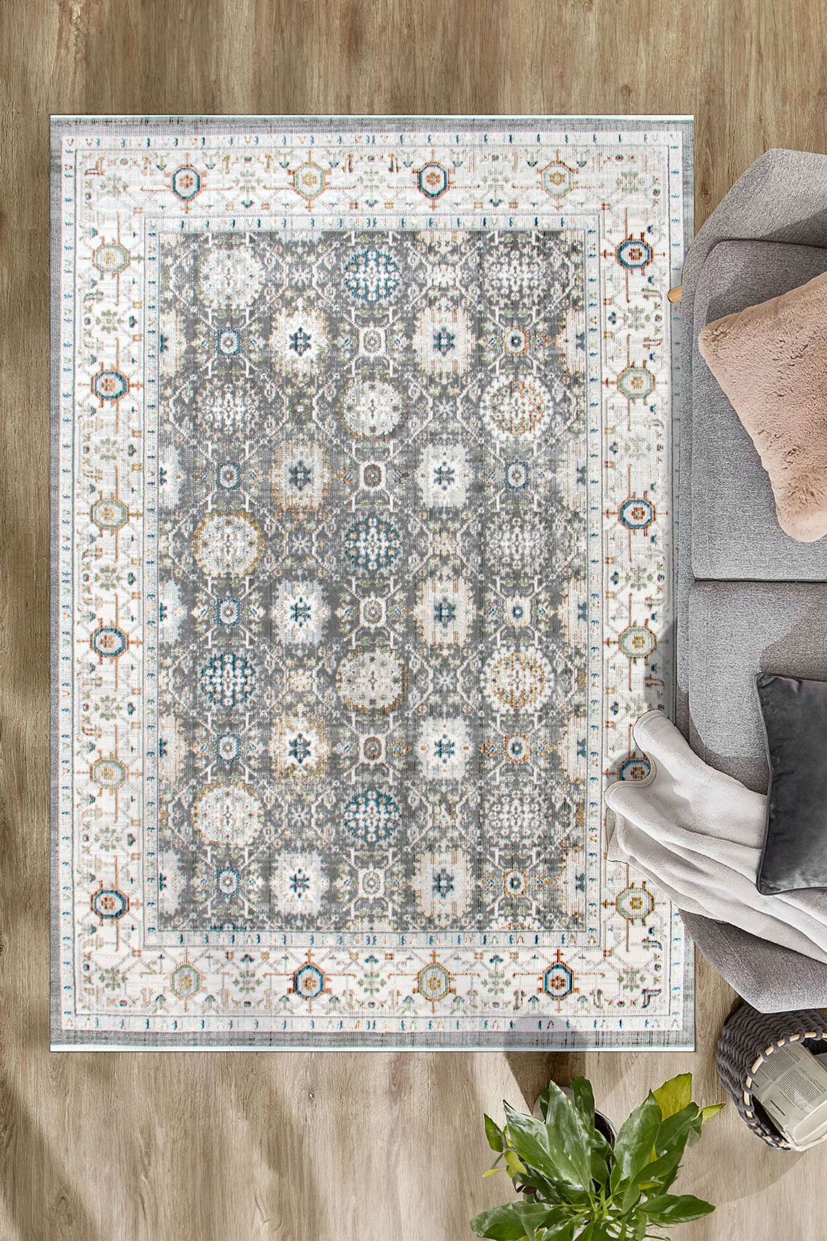 Vintage Desenli Halı, Salon, Mutfak ve Oturma Odası İçin, Kolay Temizlenir