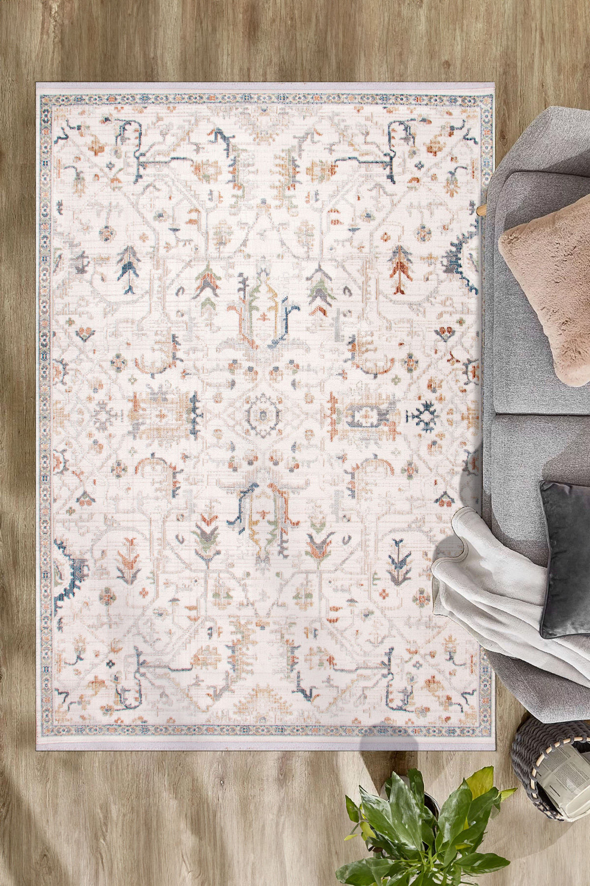 Vintage Desenli Halı, Salon, Mutfak ve Oturma Odası İçin, Kolay Temizlenir