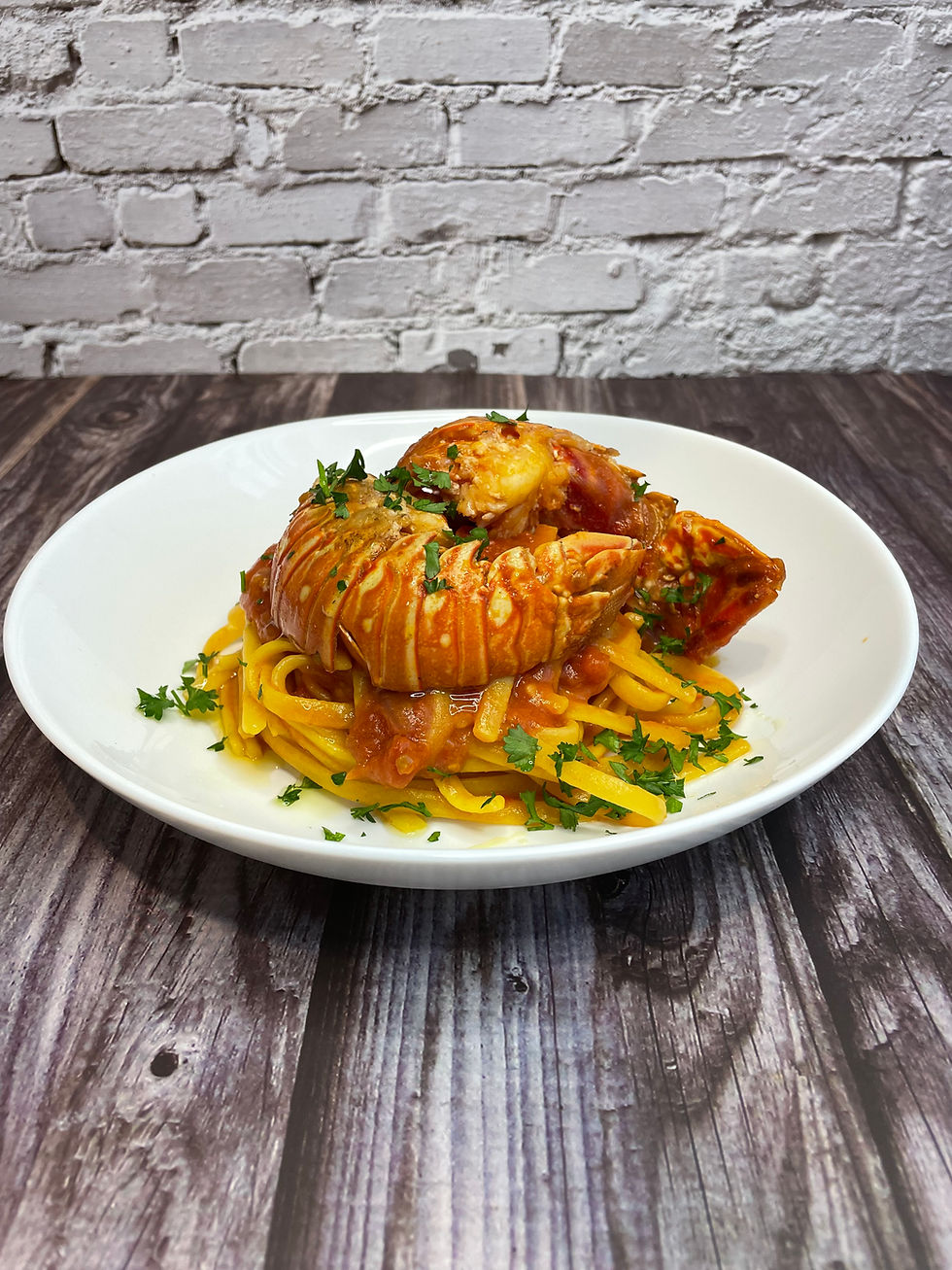 lemon linguine with lobster tail 7 cherry tomato sauce