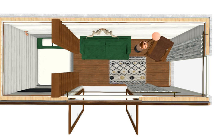 Bird's-eye view of bedroom design