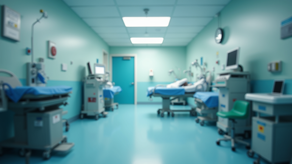 Eye-level view of a hospital recovery room prepared for post-surgical breast reconstruction patients