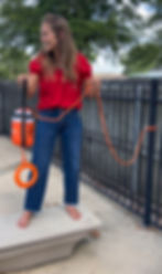 Woman throwing throw bag