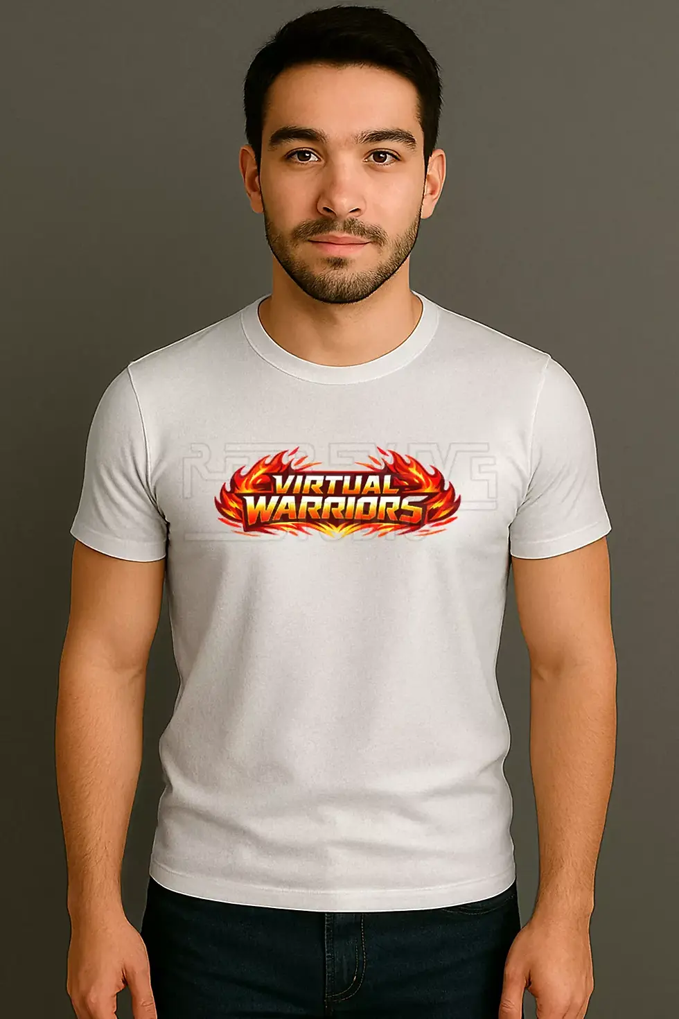 Virtual Warriors printed white t-shirt with vibrant artwork - Virtual Warriors T-Shirt, Vijay T-Shirt | RE-Revive Studio