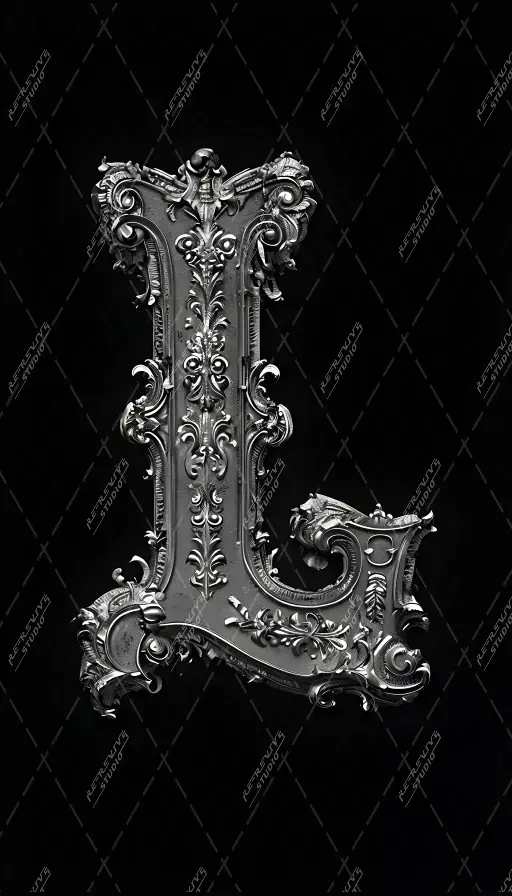 L - Ornate Metal Monogram - Letter L, Logo, Brand, RE-Revive Studio
