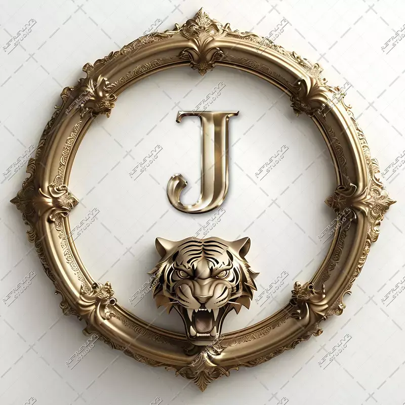 J - Ornate Tiger Monogram - Letter J, NTK Monogram, NTK Political Party, NTK, Logo, RE-Revive Studio