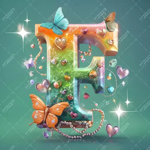 F - Butterfly Pearl Monogram - Letter F, Logo, Brand, RE-Revive Studio