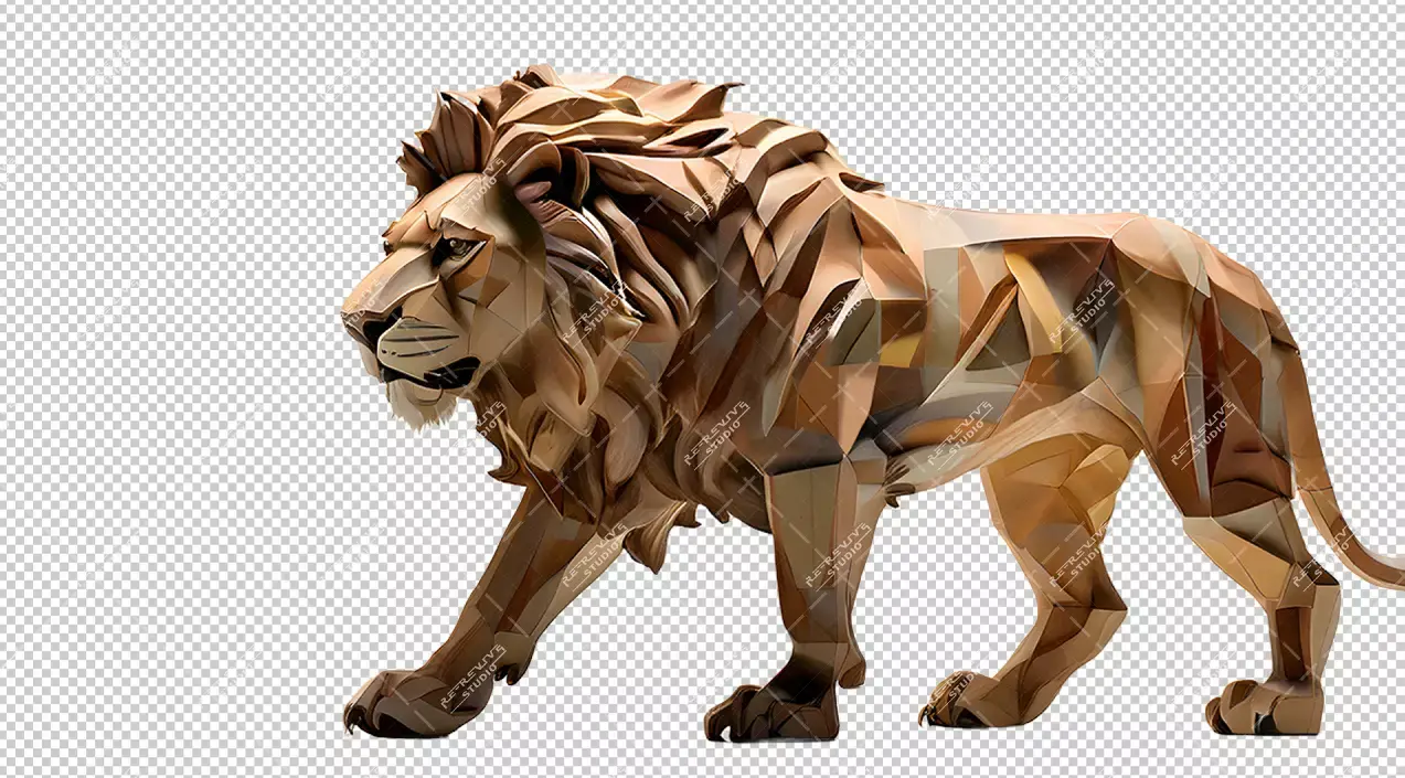 Lion Low Poly Design Png - Leo, Lion Png, Low Poly Design, Png, Isolated, Transparent background - RE-Revive Studio
