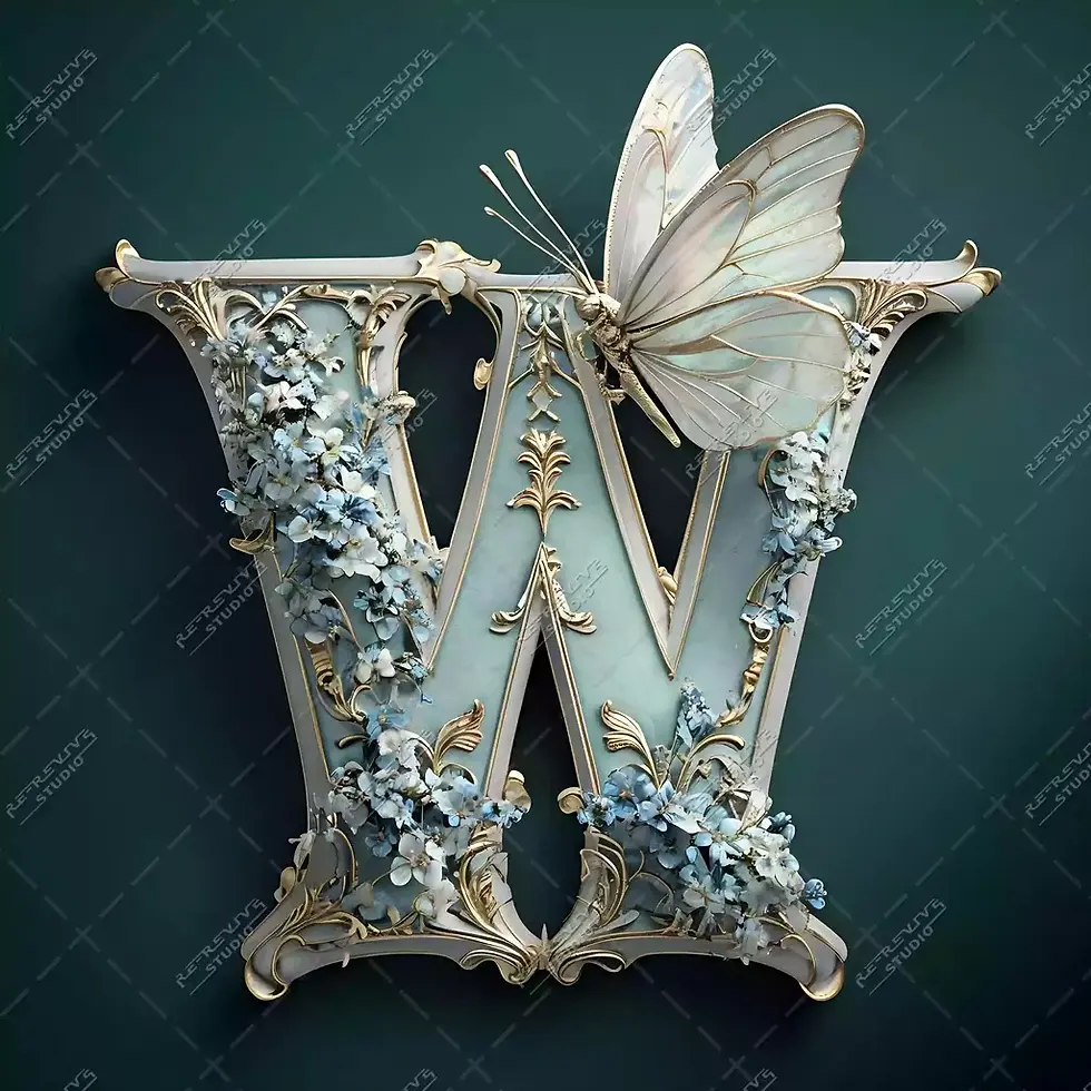 W - Elegant Floral Monogram - Letter W, Monogram, Logo, Brand, RE-Revive Studio