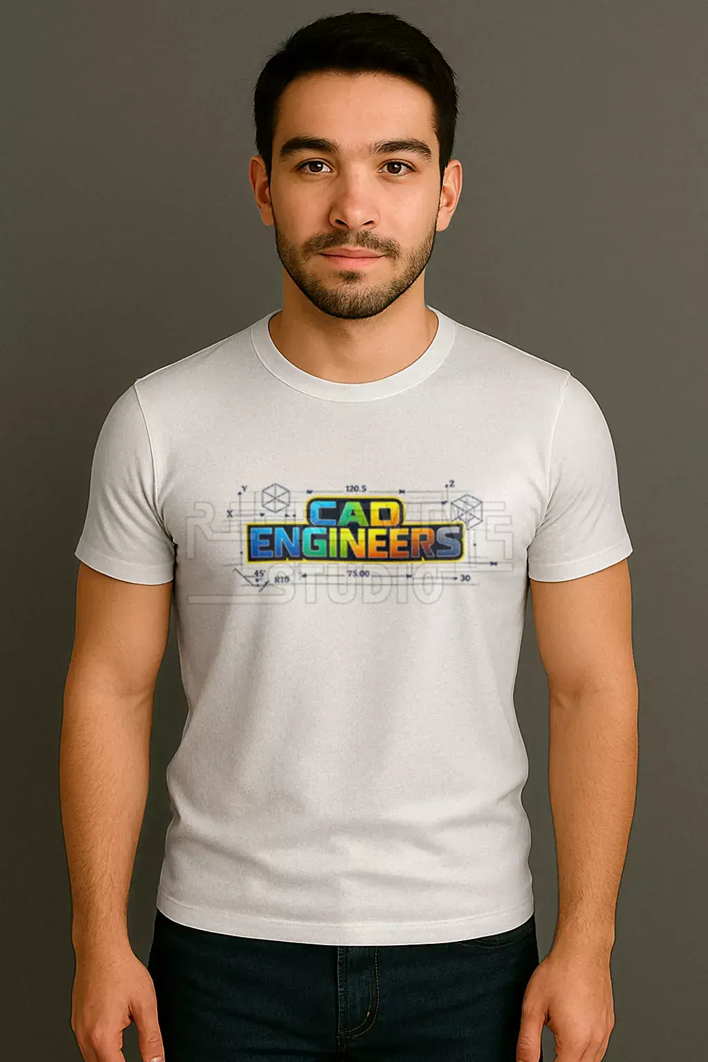 Cad engineer colorful graphic printed white t-shirt - CAD T-Shirt, Engineer T-Shirt | RE-Revive Studio