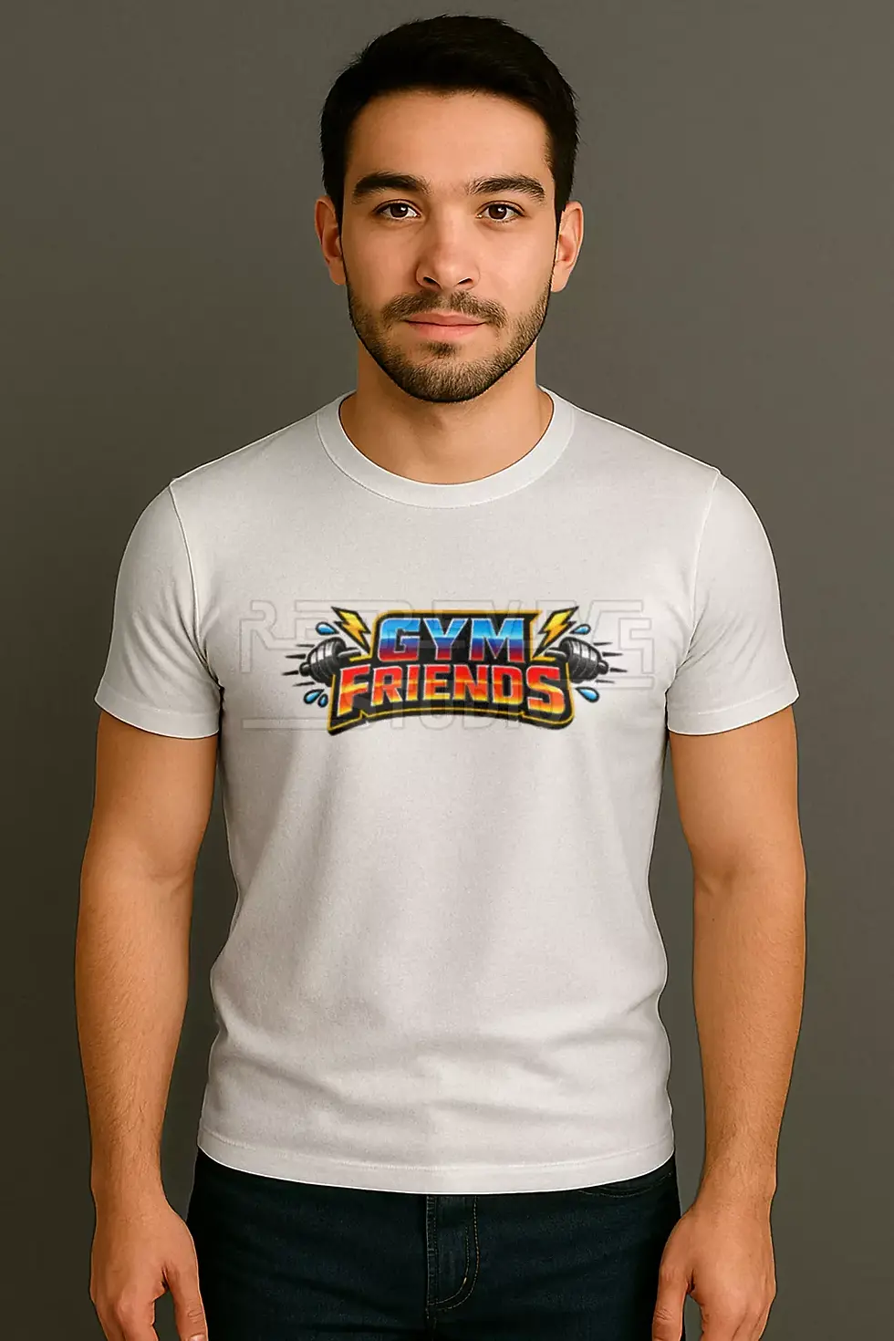 Gym friends fitness colorful graphic printed white t-shirt - Gym Friends T-Shirt, Fitness T-Shirt | RE-Revive Studio