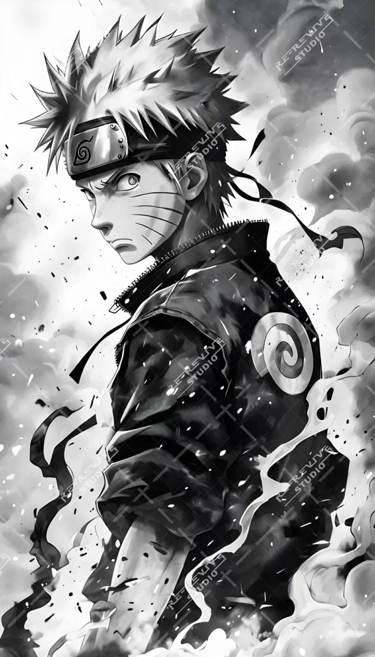 Naruto Uzumaki in Black and White Wallpaper - Naruto Uzumaki, Anime, Manga, Ninja, Free wallpaper, RE-Revive Studio