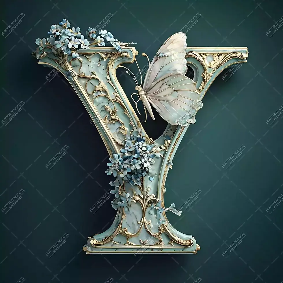 Y - Elegant Floral Monogram - Letter Y, Monogram, Logo, Brand, RE-Revive Studio