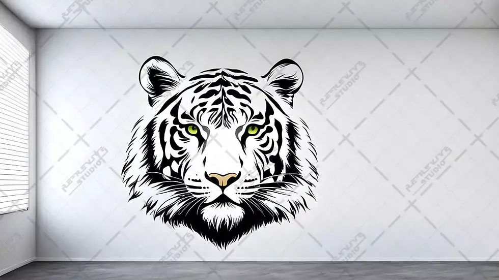 White Background White Tiger Art - White Tiger, Interior, Wall Art, YouTube Background, Light - RE-Revive Studio
