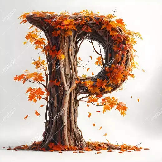 P - Autumn Tree Monogram - Letter P, Logo, Brand, RE-Revive Studio