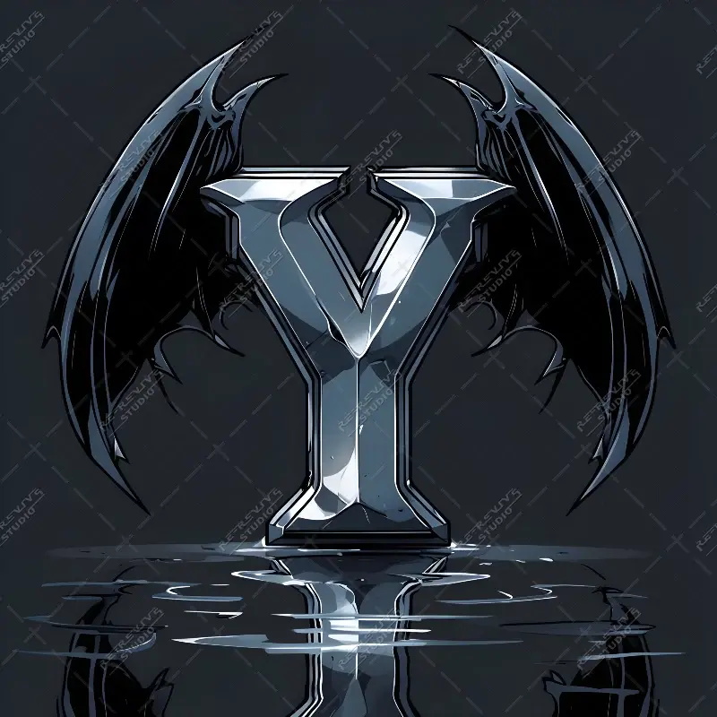 Y - Demon Wings Monogram - Letter Y, Demon Wings, Dragon Ball, Anime, Flame, Shenron, RE-Revive Studio