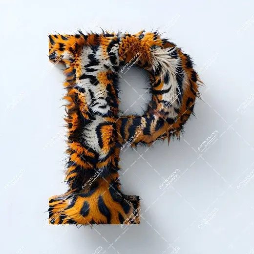 P - Tiger Fur Monogram - Letter P, Logo, Brand, RE-Revive Studio