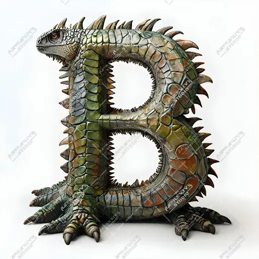 B - Dinosaur Scales Monogram - Letter B, Logo, Brand, RE-Revive Studio