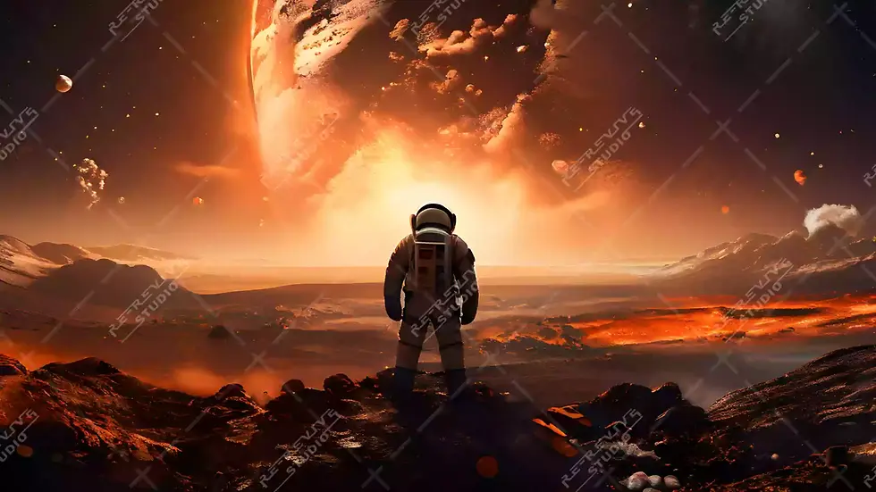 Astronaut on Mars Planet - Mars, Water, Lake, Discovery - RE-Revive Studio