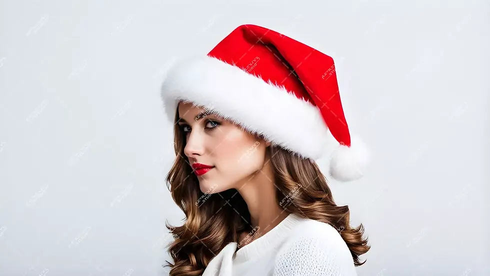 Woman Santa Hat - Santa Hat, Woman, Christmas, Festival, AI Stock Image - RE-Revive Studio
