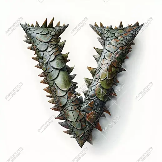 V - Dinosaur Scales Monogram - Letter V, Logo, Brand, RE-Revive Studio
