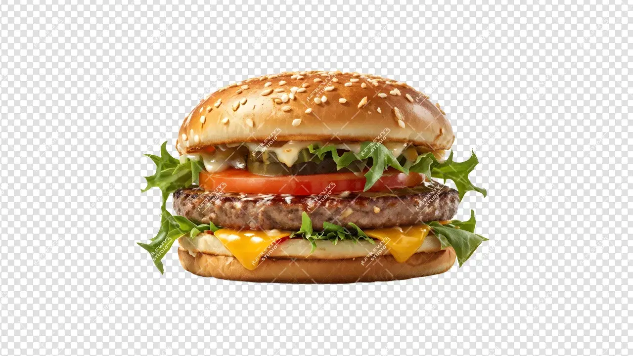 Delicious Burger Png - Fried Food Png, Cheeseburger Png, Burger, Fast Food, Hamburger Png, Isolated, RE-Revive Studio