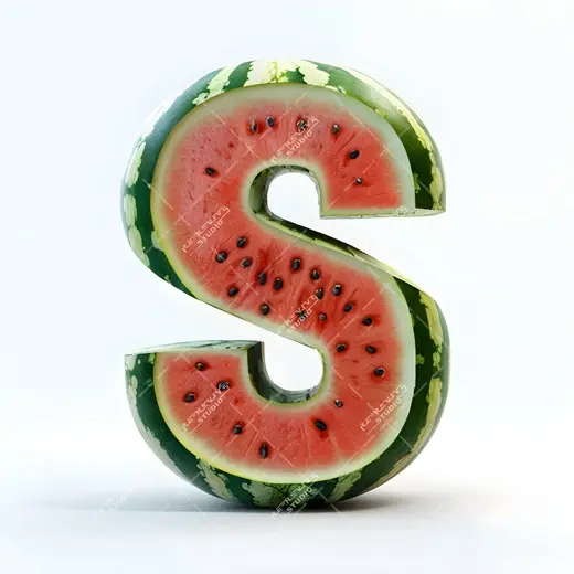 S - Watermelon Monogram - Letter S, Logo, Brand, RE-Revive Studio