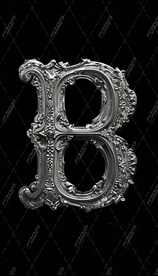 B - Ornate Metal Monogram - Letter B, Logo, Brand, RE-Revive Studio