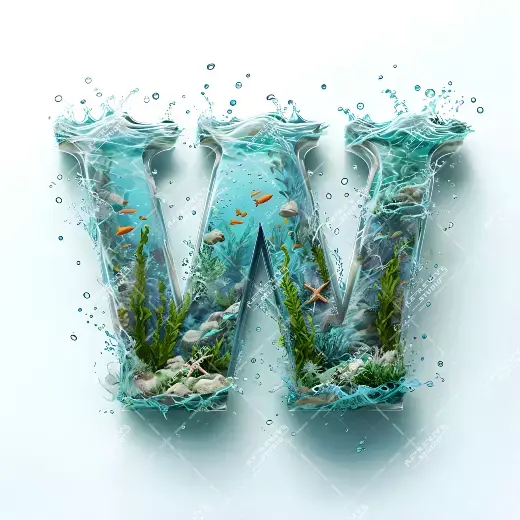 W - Aquatic Monogram - Letter W, Logo, Brand, RE-Revive Studio