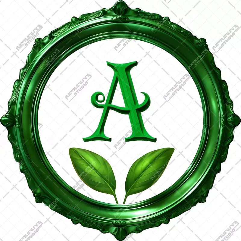 A - Emerald Leaves Monogram - Letter A, AIADMK Monogram, AIADMK Political Party, AIADMK, Logo, RE-Revive Studio