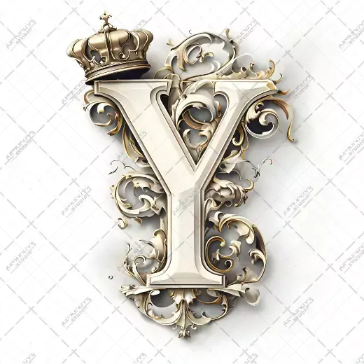 Y - Crown Ornate Monogram - Letter Y, Logo, Brand, RE-Revive Studio
