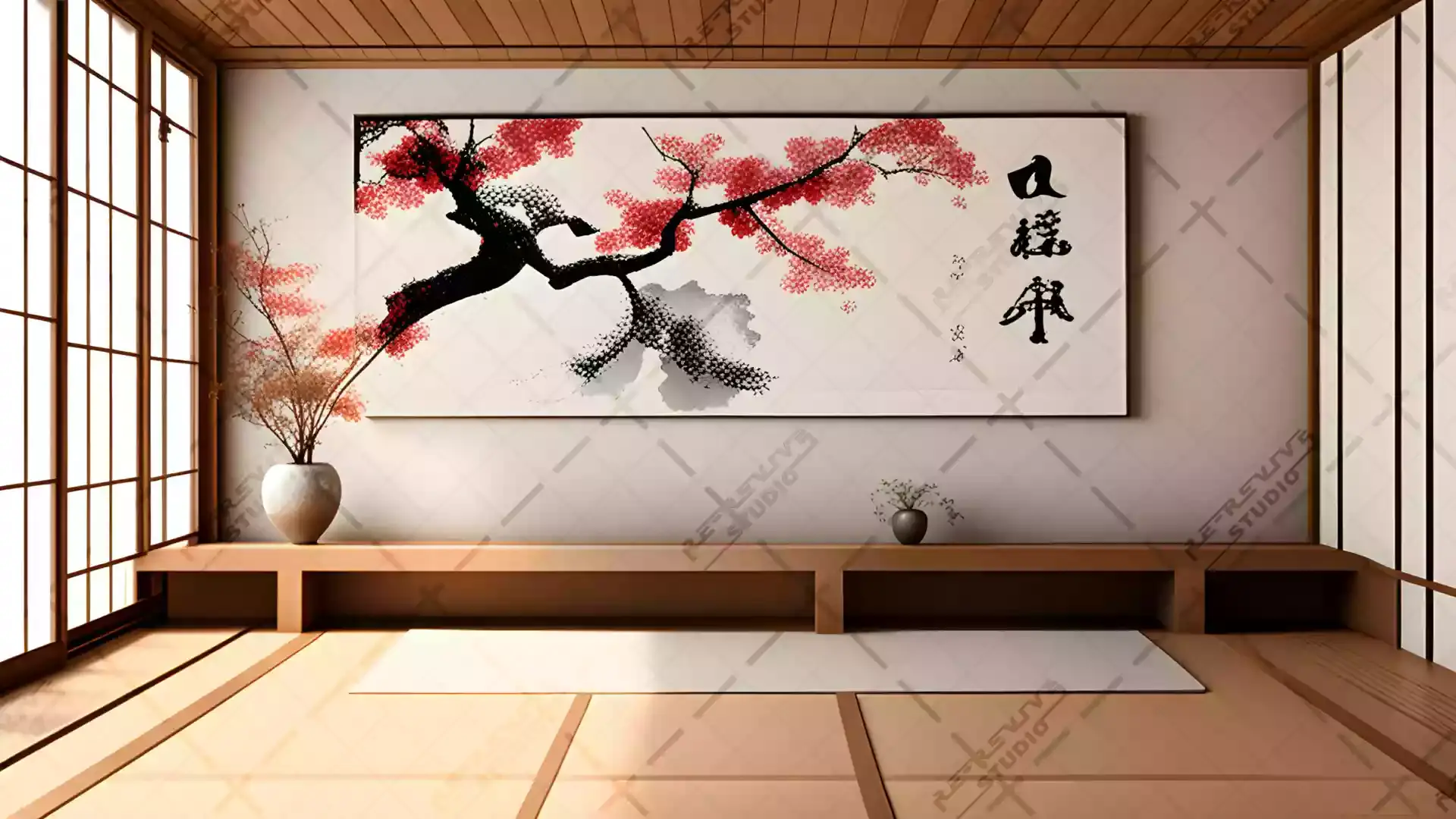 Japanese Style Wall Art Background - Wall Art, Tradition, Culture, Japanese, Interior - RE-Revive Studio