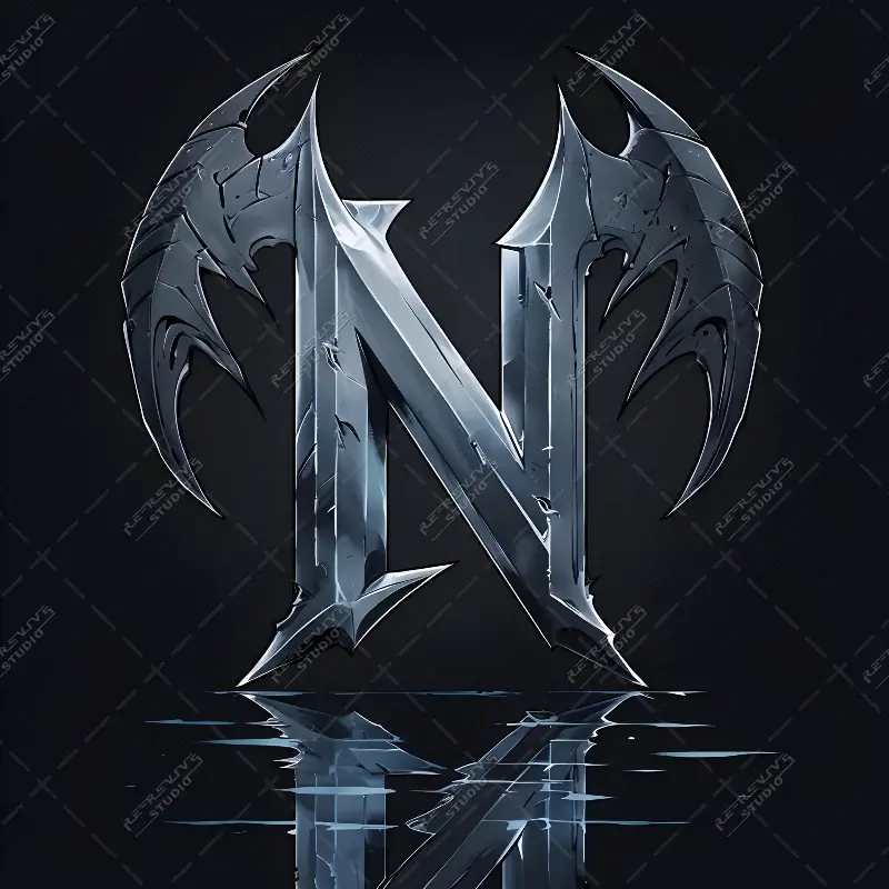 N - Demon Wings Monogram - Letter N, Demon Wings, Dragon Ball, Anime, Flame, Shenron, RE-Revive Studio