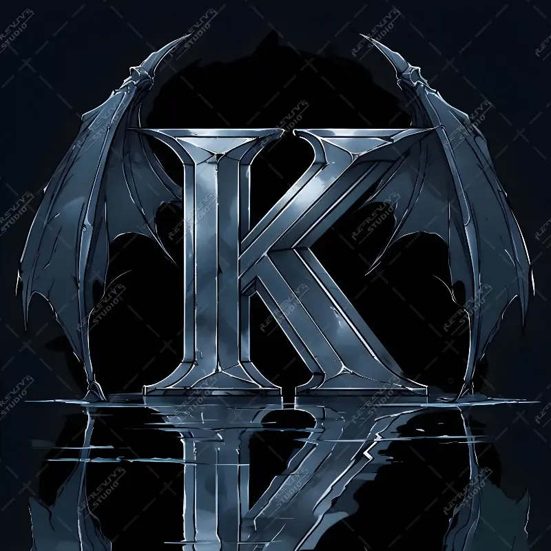 K - Demon Wings Monogram - Letter K, Demon Wings, Dragon Ball, Anime, Flame, Shenron, RE-Revive Studio