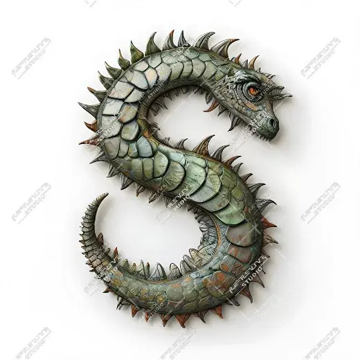 S - Dinosaur Scales Monogram - Letter S, Logo, Brand, RE-Revive Studio